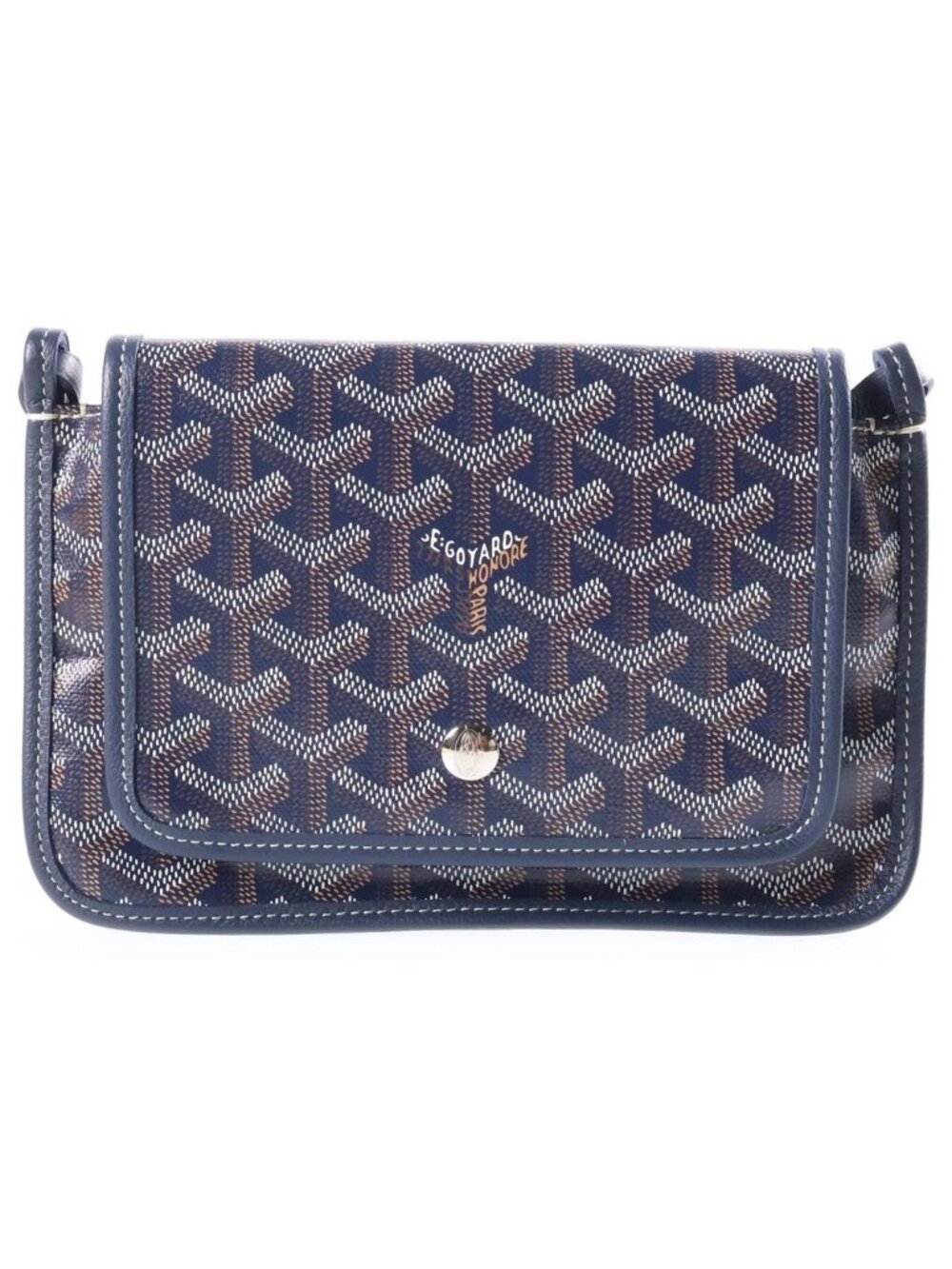 Goyard Plumet Pouch Wallet Mini Shoulder Bag Navy Blue Leather